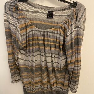 Ella Moss Gently worn Gray and Tan Striped Women's Top